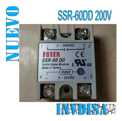 Relevador Estado Solido Ssr-60dd 200vdc 60amp - N U E V O