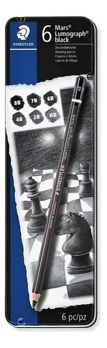 Set Lapices De Dibujo Staedtler Mars Lumograph Black X 6 