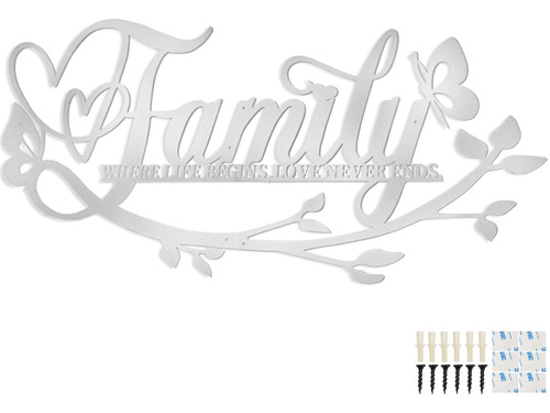 Letrero Metal Texto Ingl «family Where Life Begins Love Para