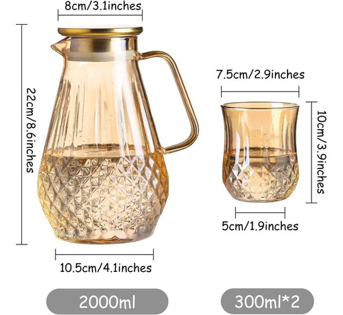 Woncrys Juego De Jarra De Vidrio Borosilicato Con Tapa Y ...