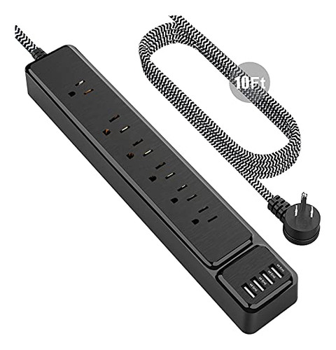 Surge Protector Power Strip, Hicity 10 Pies Plana Cable De E