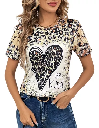 Blusa Casual Con Estampado De Leopardo & Corazón | Cuotas sin interés