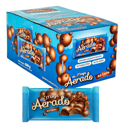 Chocolate Mega Aerado Ao Leite 22g Display Com 15un - Arcor