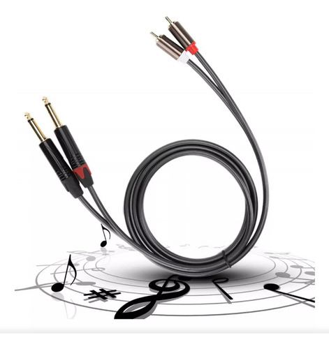 Cable De Audio Dual Rca Macho A Dual Plug 6.35 1.5 Metros