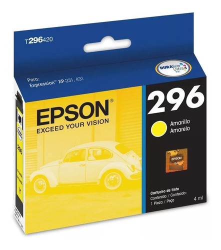 Cartucho De Tinta Epson 296 Amarillo Original