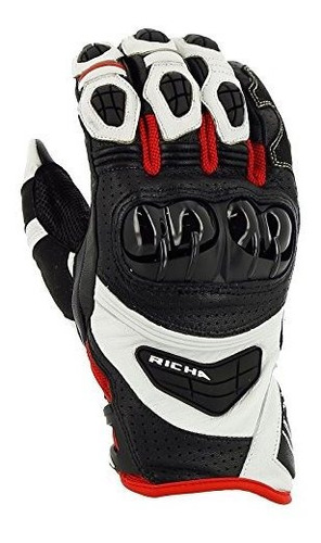 Guantes De Moto Richa Stealth Ce - Negro/blanco/rojo M