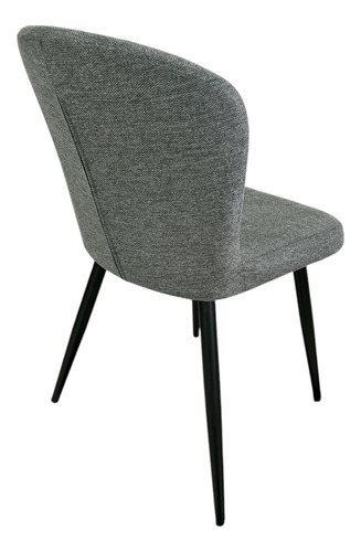 Silla Comedor Panama Pack 2 Unid Chenille Base Negra Chenille Negro Gris Oscuro