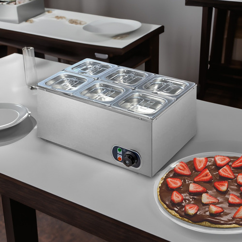 Rechaud Retangular 12 L Com 6 Cubas 1/6 Aço Inox Zprc06