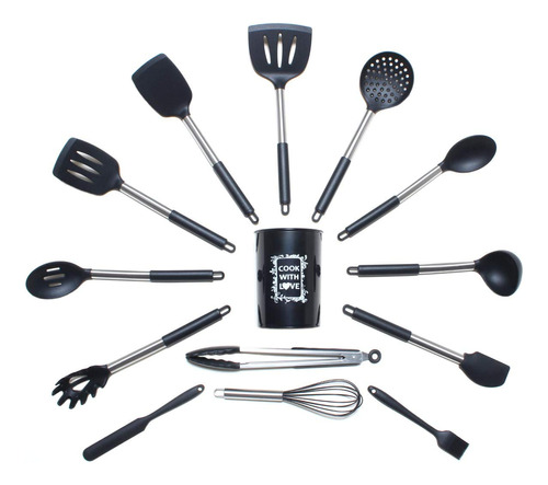 Cocina Amor: 14 Pieza Juego Utensilio Silicona 446 °f Al Bpa