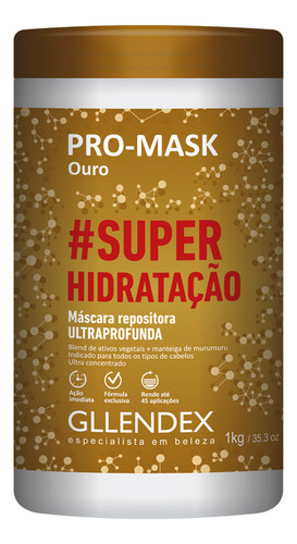 Gllendex Pro Mask Ouro Mascara Pelo Super Hidratacion 1kg