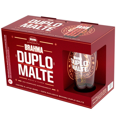 Kit 6 Latas de 350ml + Copo Exclusivo Cervejas Brahma Duplo Malte