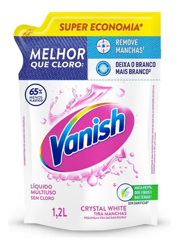 comprar Tira Manchas Liquido Multiuso Crystal White Sem Cloro Refil 1200ml Vanish