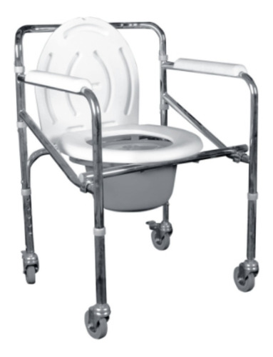 Silla Baño Discapacitados - Comodo Plegable Cromado Ruedas