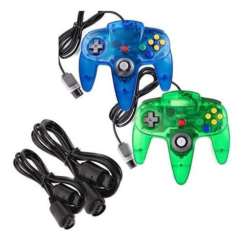 Control Miadore Para Nintendo 64 6 Pies 2 Piezas -verde/azul