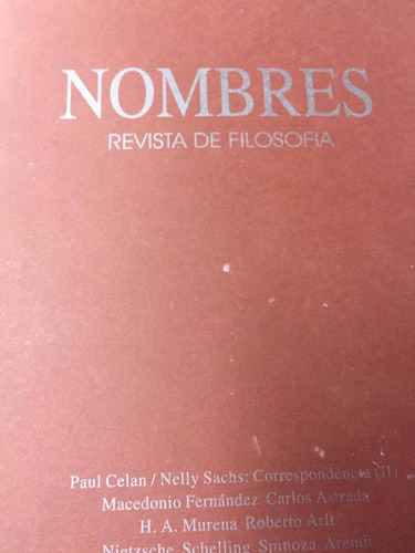 Revista De Filosofia. Nombres. Nº 13-14. Septiembre 1999