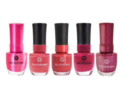 Kit 5 Tons De Esmaltes Rosas Ana Hickmann - 9ml Cor 5 Tons de Rosas