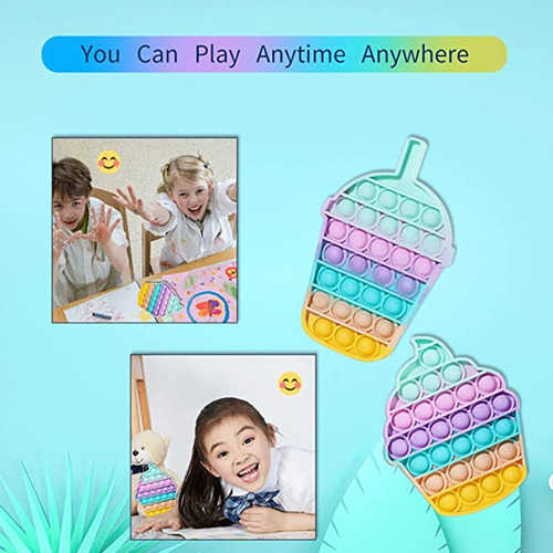 3pcs Fun Bubble Shaped Ice Cream Push Pop It Silicone Toys