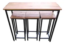 Comprar Desayunador , Mesa Alta Y 3 Banquetas Madera Y Hierro 