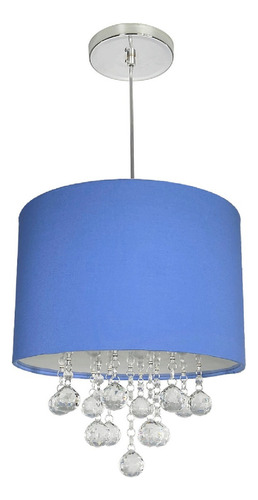 Lustre Pendente Lorena De Cristal Acrílico Cúpula 30cm Cor Azul 110v/220v