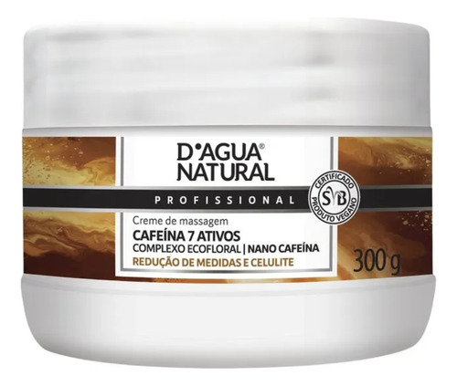 Creme De Massagem Cafeína 7 Ativos 300g Dagua Natural