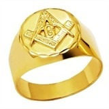 Anel Em Ouro 18k 750 Amarelo Maçonaria Maçon - Faf34 - 6.5g