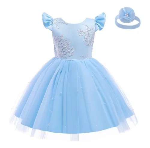 Vestido De Festa Infantil Anivers rio De 1 Ano Tule