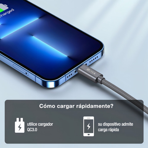 Cable Carga Usb Compatible Para iPhone 1m 2.4a Color Gris