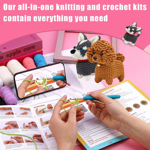 Kit De Crochet Para Hacer 2 Perros Incluye Tutorial Y Materi