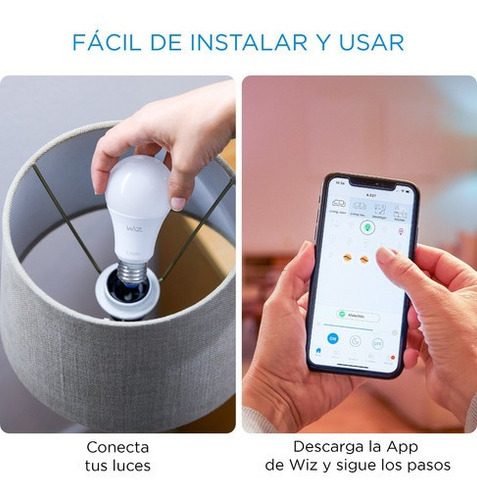 Imagen 3 de 9 de Foco Led Inteligente Wifi Wiz Color Rgb 9w E27 X2 Unidades