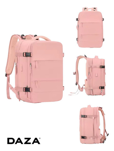 Mochila Viaje Carry On Porta Notebook 25l Daza Equipaje de Mano Cabina Avión con Puerto Usb y Bolsillo para Zapatos Ideal para Universidad Negocios Rosa WEBAG14PK