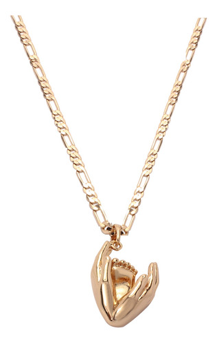 Collar Amor Entre Manos Dorado Corazón  Oro Laminado Regalo