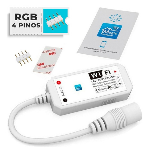 Controlador Wifi P Fita Led Rgb Alexa E Google Home Premium+ Tensão de operação 5-28V 5v a 28v