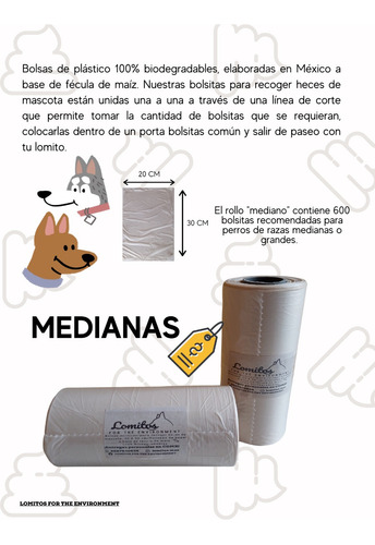 Bolsitas Biodegradables Para Heces De Mascota- Medianas