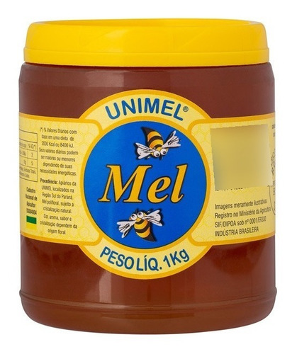 Pote Mel de Abelha Florada Silvestre 1kg 100% Puro Unimel