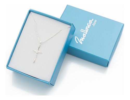 Collar Cadena Dije Cruz Latina Cristo Unisex 50cm Plata 925 Plateado