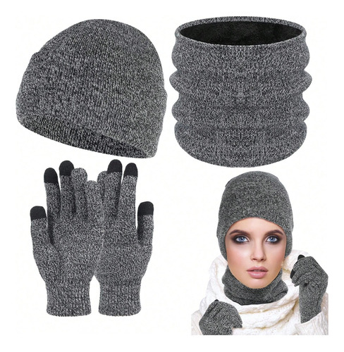 Gorro Bufanda Cuello Guantes Pantalla Táctil Unisex Inviern