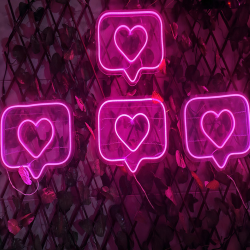 Coração Led Neon Rosa 25x20cm - Acrílico -