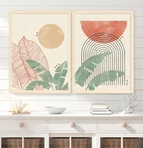 Comprar Set X2 Cuadros Completos Living Boho Hojas Arcos 35x50 Cm. 