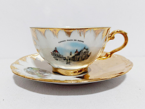 Taza Para Te De Porcelana Alemana Bavaria Con Escena