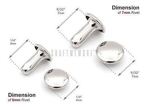 Remaches Para Cuero Doble Tapa 6mm 100sets Gun Metal