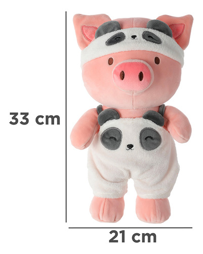 Miniso Peluche Cerdito Con Overol De Pandita Felpa 21x33 Cm