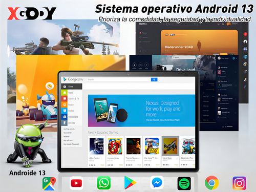 Tablet Xgody N06 PRO 10.1'' Android 13 8GB RAM 256GB Dual SIM WiFi 2.4G/5G Bluetooth 5.0
