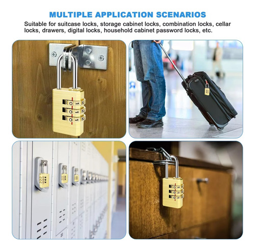Candado Clave 3 Dígitos Reprogramable Alta Calidad Latón
