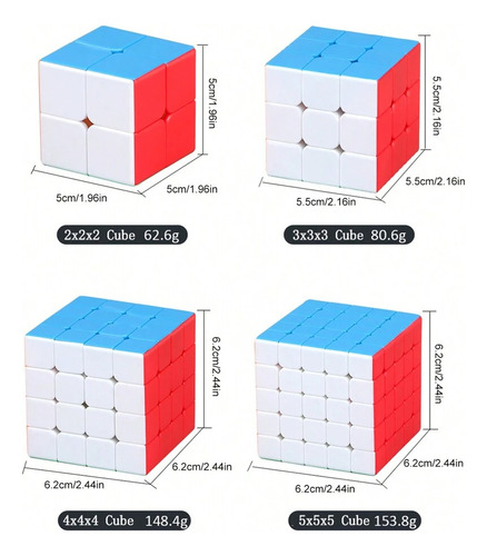 Set Cubos Rubik 2x2 3x3 4x4 5x5 Práctica Mental Completa