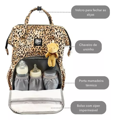 Bolsa Mochila Maternidade Donna Laço Bebê LB Kyara Preto - Lojas Donna