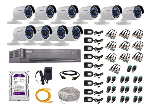 Cámaras Seguridad Exterior Kit 10 Hikvision Hd 720p Disco2tb