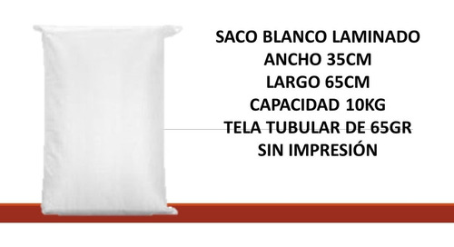 Costal Laminado Blanco 35x65cm 500 Piezas  