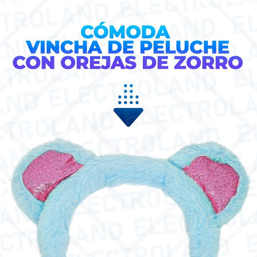 Imagen 4 de 10 de Auriculares Stereo Orejas Zorro Vincha Peluche Cable 1,5mts