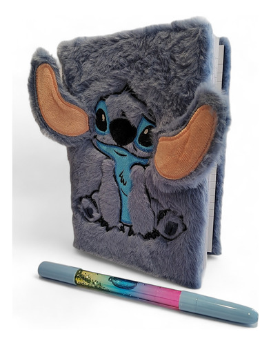 Libreta De Peluche Stitch Disney. Pluma Con Luz