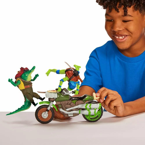 Tortugas Ninja Figura De Accion Leonardo Con Motocicleta